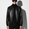 695e59d859f447123fa50b78.jpg Horsebit Men's Italian Lambskin Black Genuine Leather Bomber Jacket