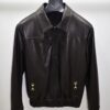 695e59d959f447123fa50d49.jpg Horsebit Men's Italian Lambskin Black Genuine Leather Bomber Jacket