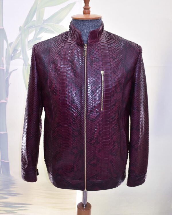 Bordeaux Python Leather Burgundy Exotic Snake Skin Men's Luxury Bespoke Jacket