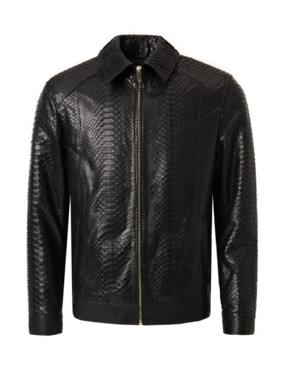 Men's Black Python Leather Exotic Snake Skin Luxury Bespoke Jacket