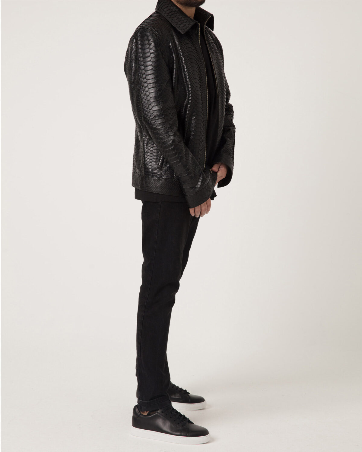 Men's Black Python Leather Exotic Snake Skin Luxury Bespoke Jacket