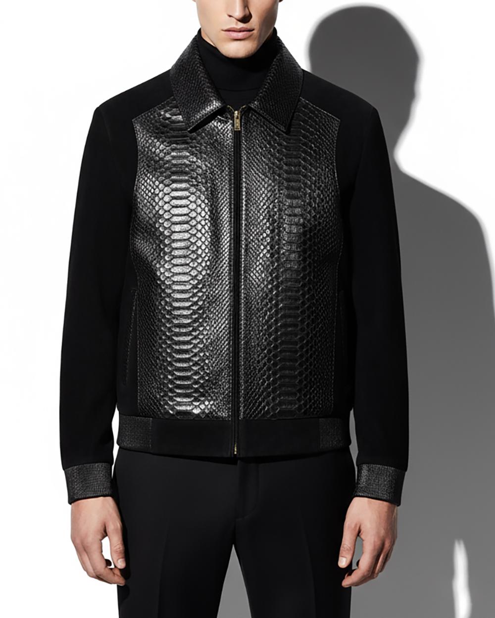 Men's Handmade Python Leather Suede Jacket