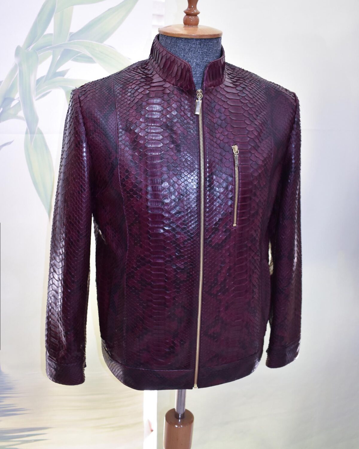 Bordeaux Python Leather Burgundy Exotic Snake Skin Men's Luxury Bespoke Jacket