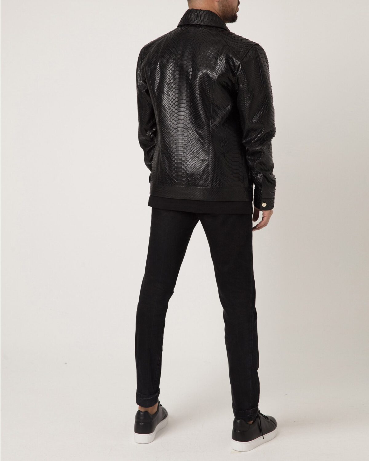 Men's Black Python Leather Exotic Snake Skin Luxury Bespoke Jacket