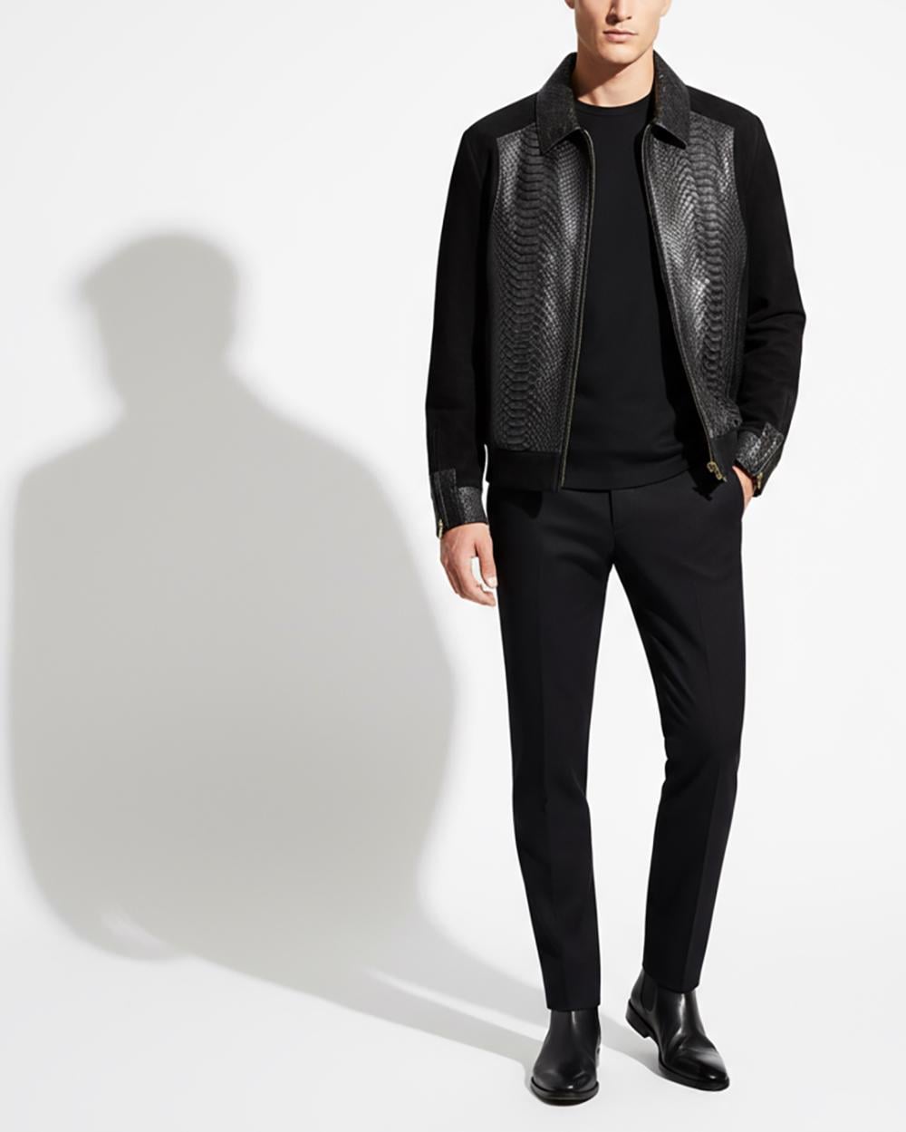 Men's Handmade Python Leather Suede Jacket