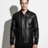 Men's Genuine Python Leather Made To Measure Handmade Black Bomber Jacket