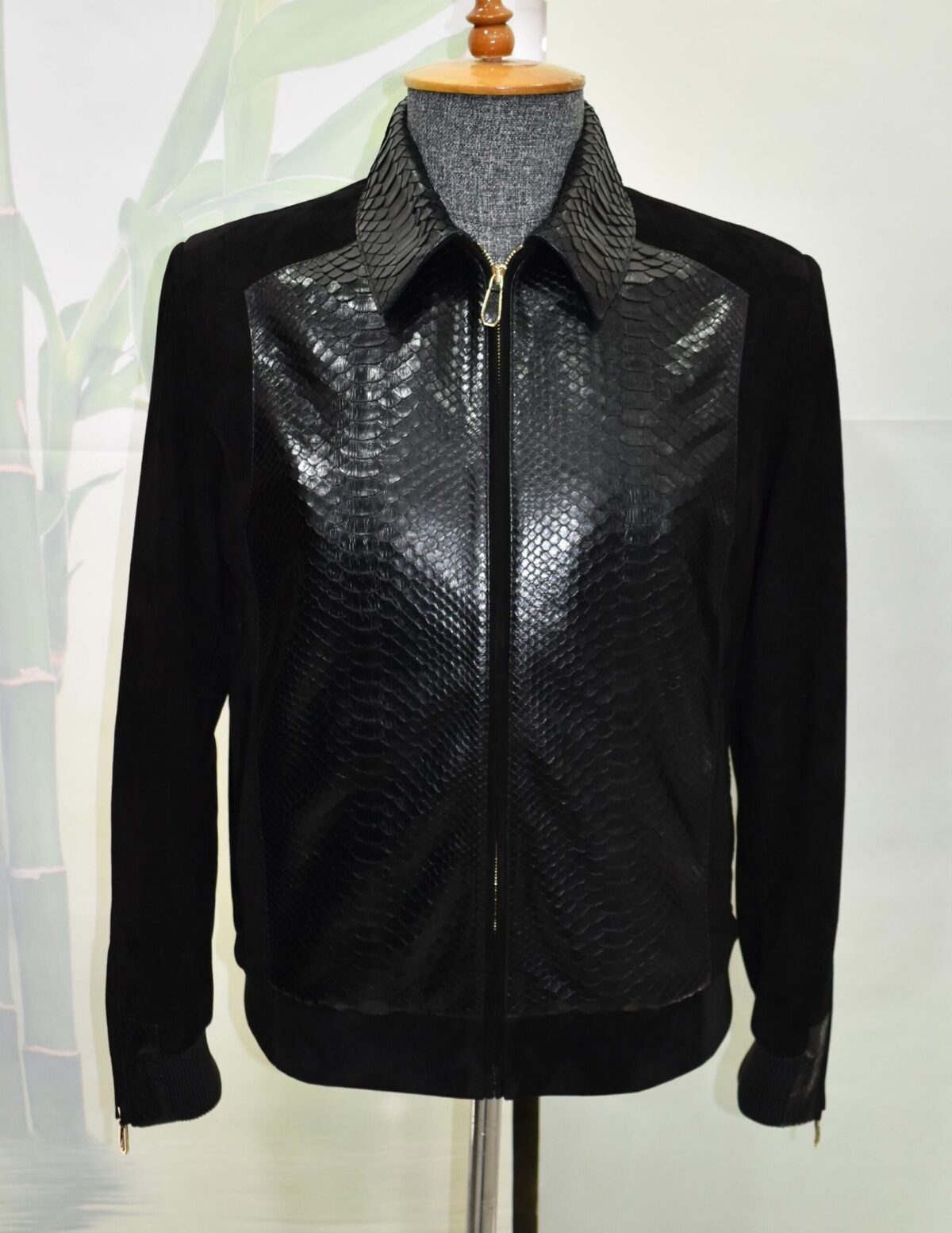 Men's Handmade Python Leather Suede Jacket