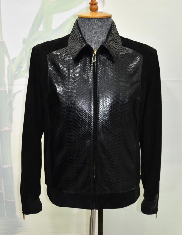 Men's Handmade Python Leather Suede Jacket