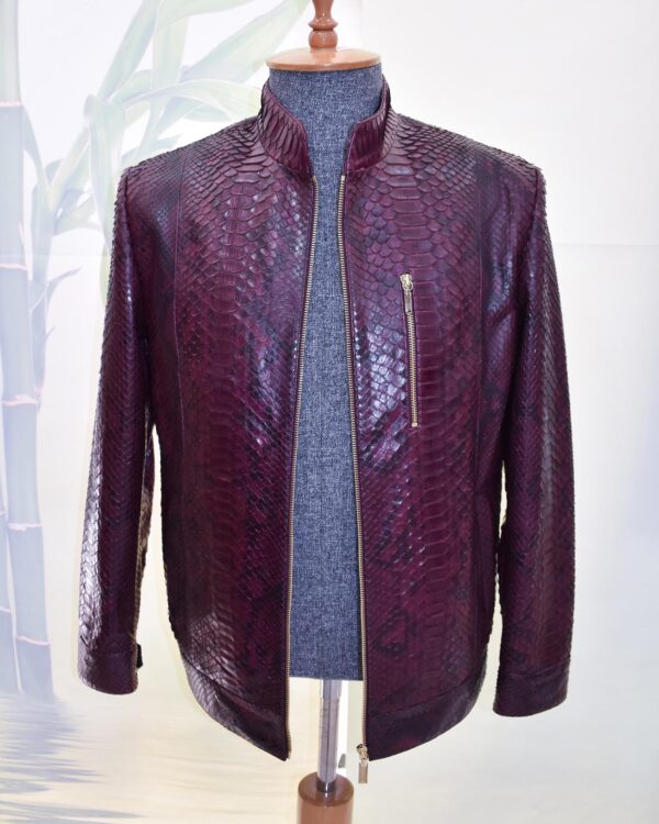 Bordeaux Python Leather Burgundy Exotic Snake Skin Men's Luxury Bespoke Jacket