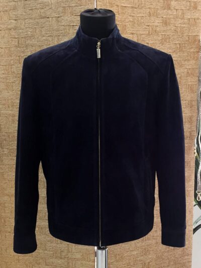 695e59df59f447123fa51e83.jpg Metis Suede Genuine Leather Men's Luxury Navy Blue Bespoke Jacket