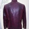 Bordeaux Python Leather Burgundy Exotic Snake Skin Men's Luxury Bespoke Jacket