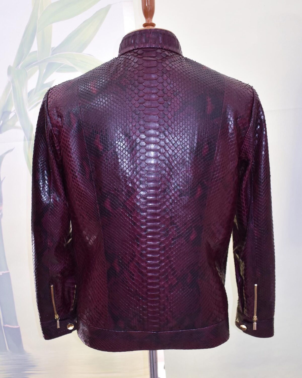 Bordeaux Python Leather Burgundy Exotic Snake Skin Men's Luxury Bespoke Jacket