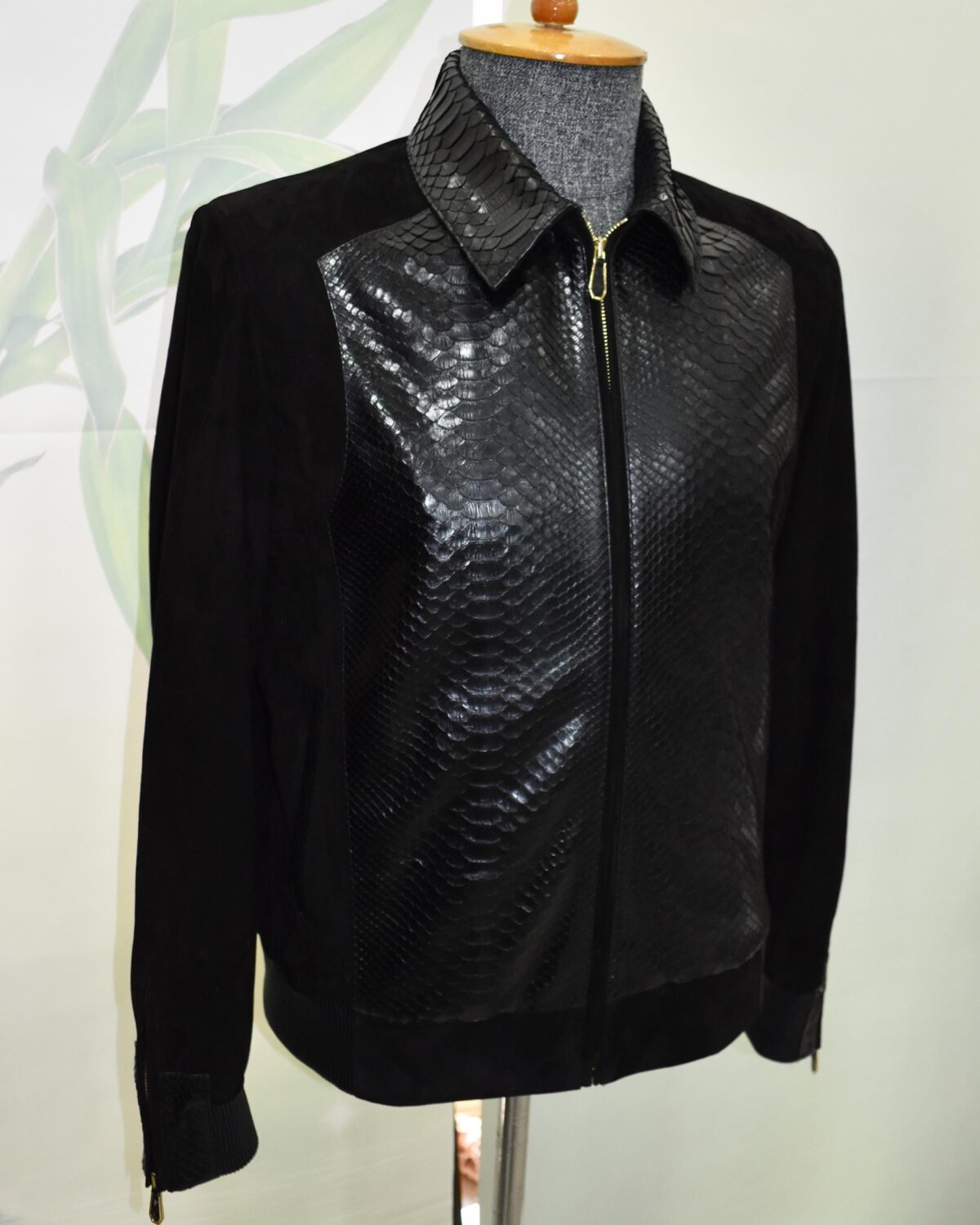 Men's Handmade Python Leather Suede Jacket