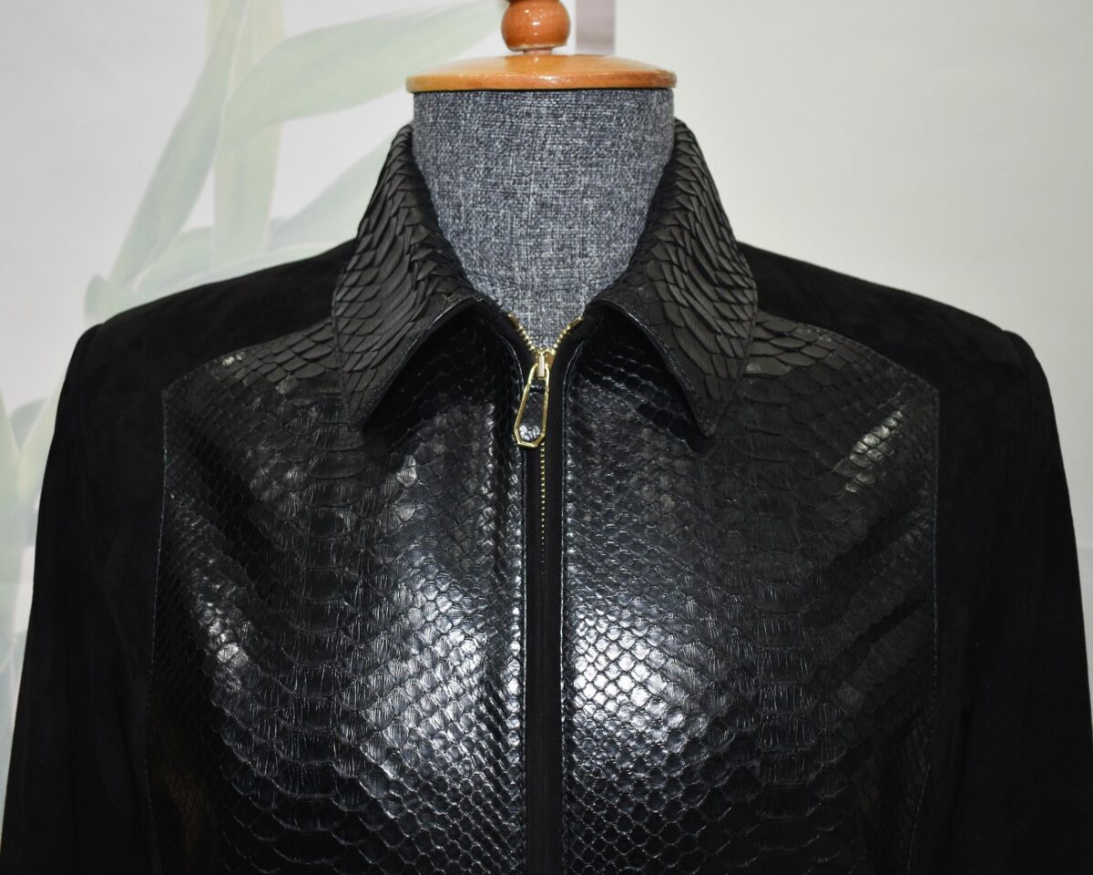 Men's Handmade Python Leather Suede Jacket