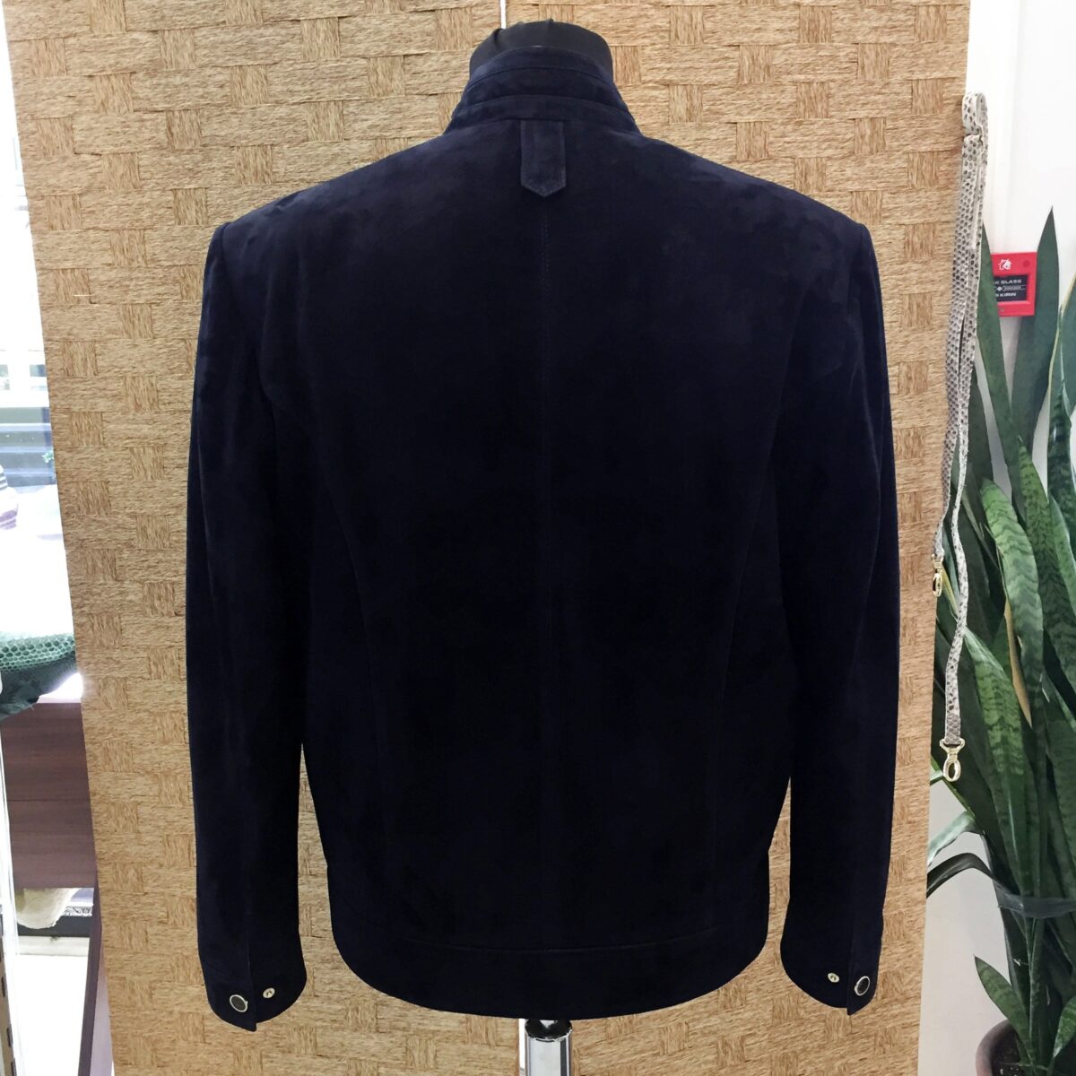 Metis Suede Genuine Leather Men's Luxury Navy Blue Bespoke Jacket