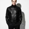 Genuine Python Leather Men's Exotic Snake Skin Black Luxury Jacket