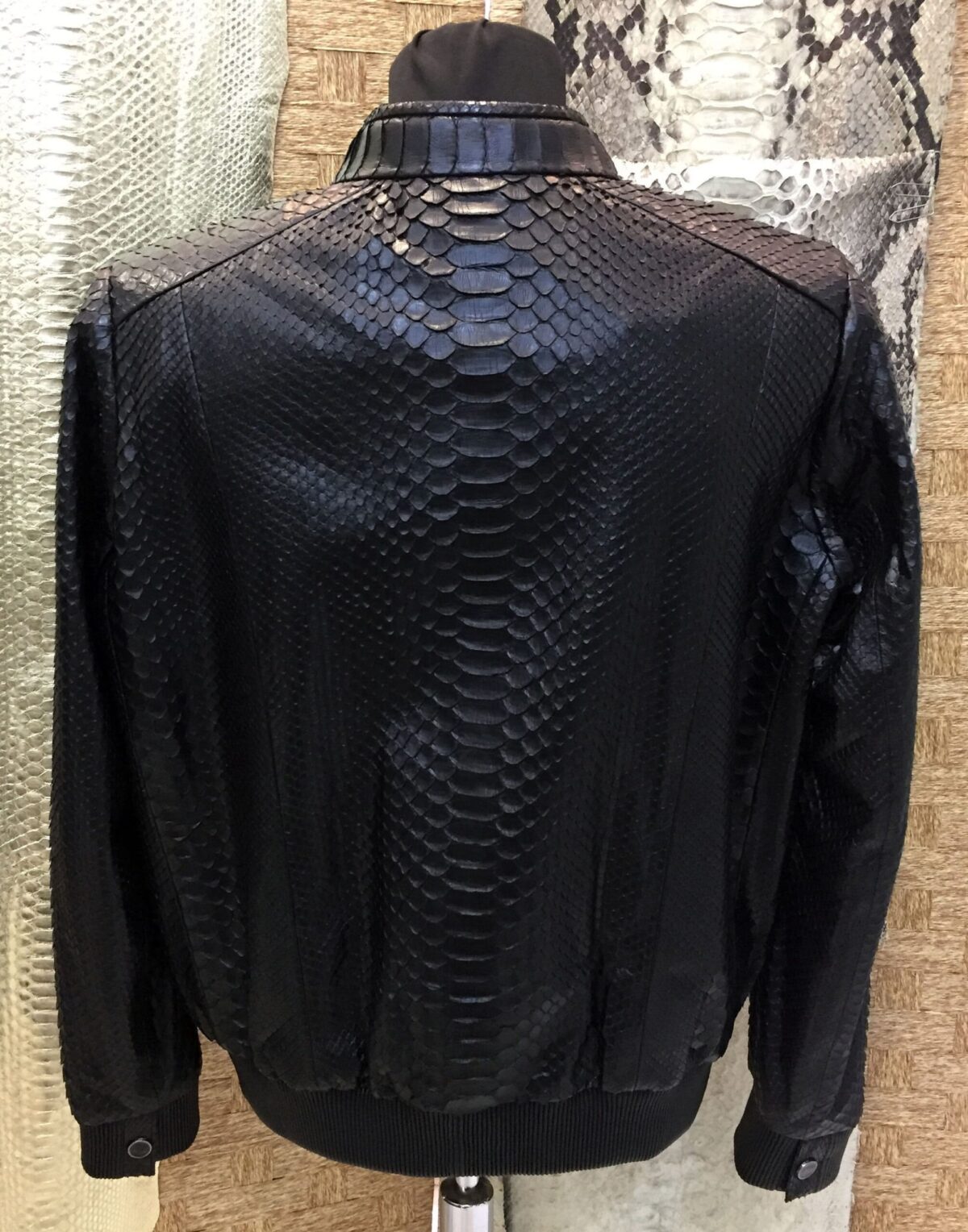 Genuine Python Leather Men's Exotic Snake Skin Black Luxury Jacket