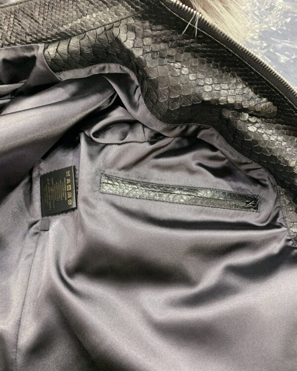 Genuine Python Leather Removable Real Fox Fur Hooded Handmade Jacket For Men