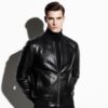 Men's Genuine Python Leather Made To Measure Bespoke Black Bomber Jacket