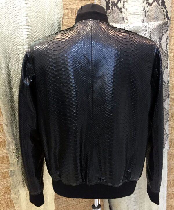 Men's Genuine Python Leather Made To Measure Bespoke Black Bomber Jacket
