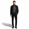 Men's Brown Real Python Trim Genuine Leather Navy Blue Metis Suede Jacket