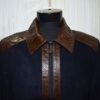 Navy Metis Suede Jacket with Brown Python Trim