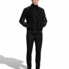 Men's Black Suede Jacket with Genuine Python Leather Sleeves