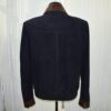 Men's Brown Real Python Trim Genuine Leather Navy Blue Metis Suede Jacket