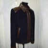 Men's Brown Real Python Trim Genuine Leather Navy Blue Metis Suede Jacket