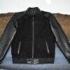 Men's Black Suede Jacket with Genuine Python Leather Sleeves