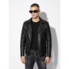 695e59ef59f447123fa541e7.jpg Men's Real Python Skin Trim Genuine Leather Black Luxury Motorcycle Biker Jacket