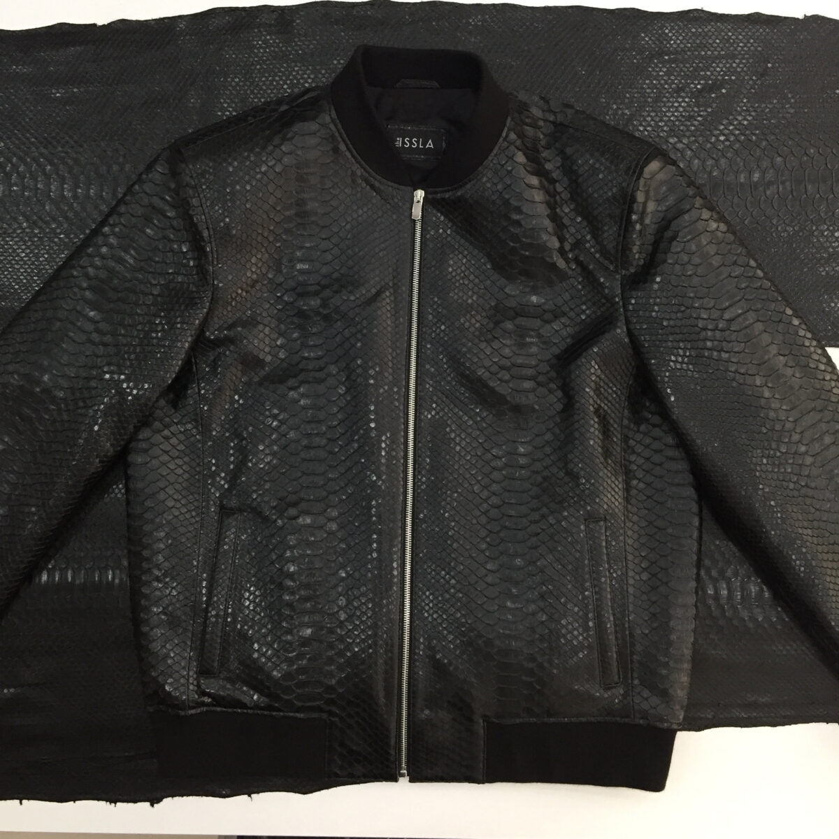 Men's Genuine Python Leather Made To Measure Bespoke Black Bomber Jacket