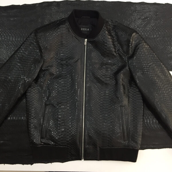 Men's Genuine Python Leather Made To Measure Bespoke Black Bomber Jacket