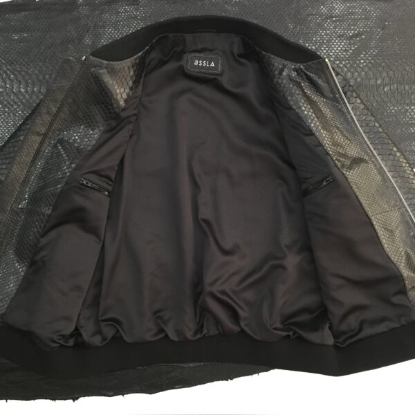 Men's Genuine Python Leather Made To Measure Bespoke Black Bomber Jacket