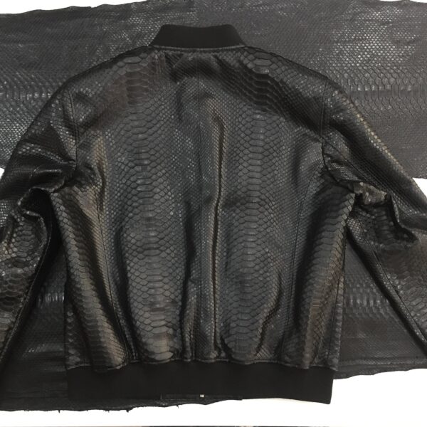 Men's Genuine Python Leather Made To Measure Bespoke Black Bomber Jacket