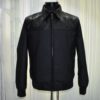Men's Real Python Leather Trim Waterproof Fabric Luxury Bomber Jacket