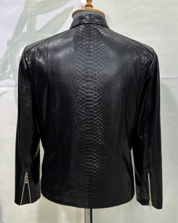 Luxury Men's Black Python Leather Genuine Snake Skin Exotic Moto Jacket
