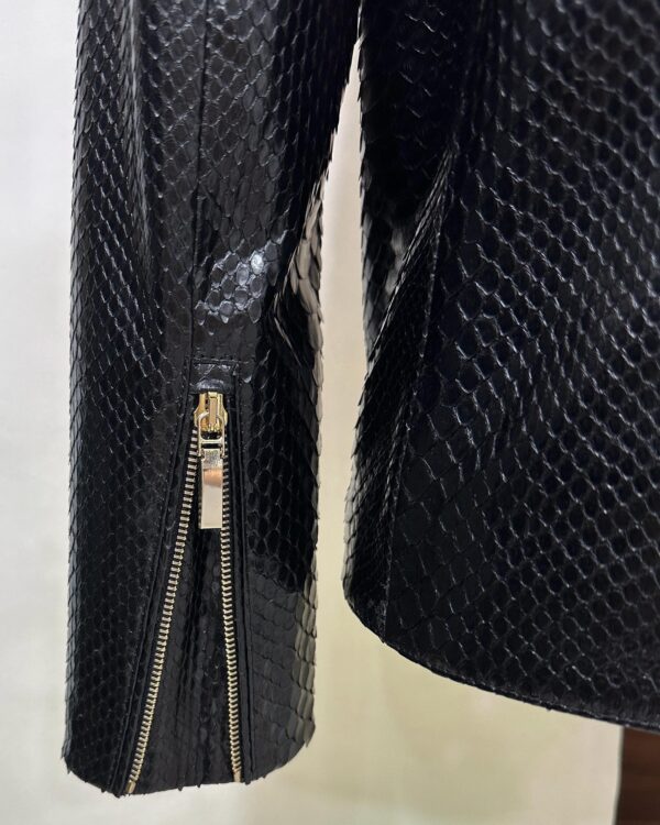 Luxury Men's Black Python Leather Genuine Snake Skin Exotic Moto Jacket