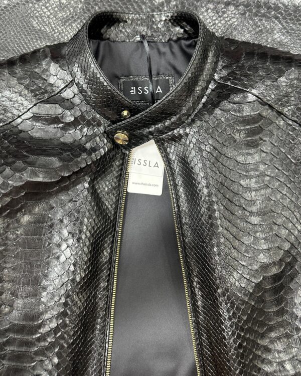 Luxury Men's Black Python Leather Genuine Snake Skin Exotic Moto Jacket