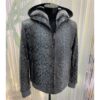 Genuine Python Leather Removable Real Rex Fur Lining Men's Grey Hoodie Jacket