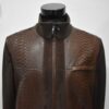 695e59f959f447123fa5641a.jpg Genuine Python Leather Knit Cotton Men's Luxury Suede Trim Brown Black Cardigan