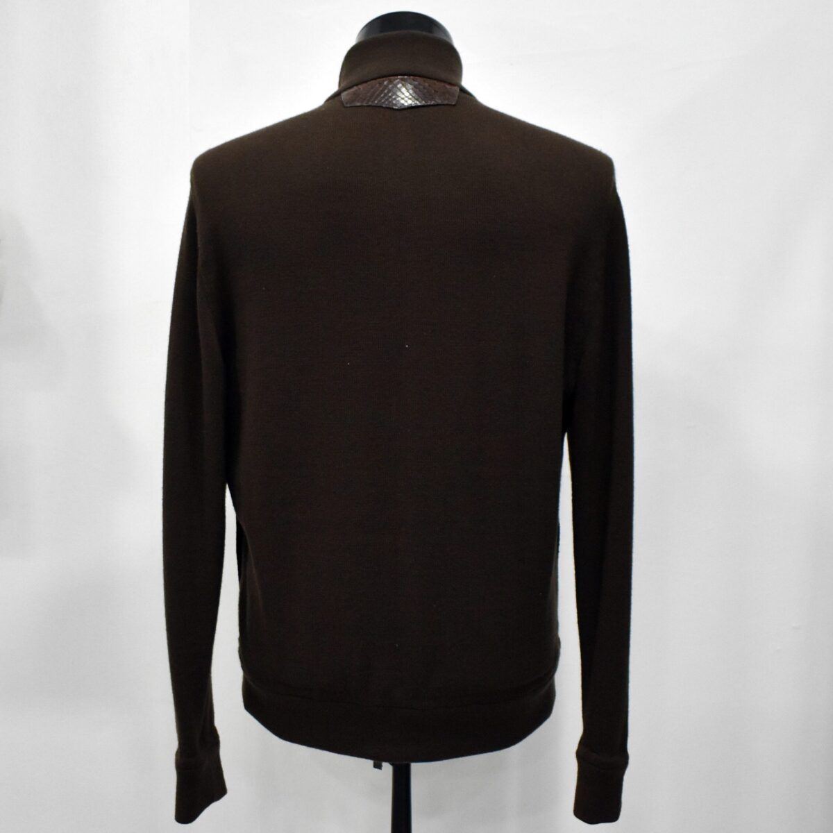 Wool Cardigan with Python and Suede Trim