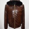 695e59fb59f447123fa56626.jpg Genuine Python Leather Real Sheep Fur Lining Men's Luxury Brown Hoodie Jacket