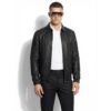 695e59fb59f447123fa566c5.jpg Genuine Ostrich Quill Leather Men's Black Luxury Handmade Bomber Jacket