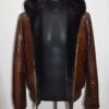 695e59fb59f447123fa56702.jpg Genuine Python Leather Real Sheep Fur Lining Men's Luxury Brown Hoodie Jacket