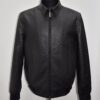 695e59fc59f447123fa567b0.jpg Genuine Ostrich Quill Leather Men's Black Luxury Handmade Bomber Jacket