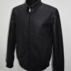 695e59fc59f447123fa56833.jpg Genuine Ostrich Quill Leather Men's Black Luxury Handmade Bomber Jacket