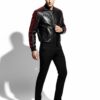 Men's Genuine Python Leather Black Red Bespoke Luxury Bomber Jacket