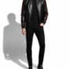 Men's Genuine Python Leather Black Red Bespoke Luxury Bomber Jacket
