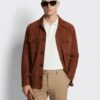 695e59fd59f447123fa568d9.jpg Tan Brown Suede Field Jacket | Men's Leather Shacket | Classic Button-Up Outerwear
